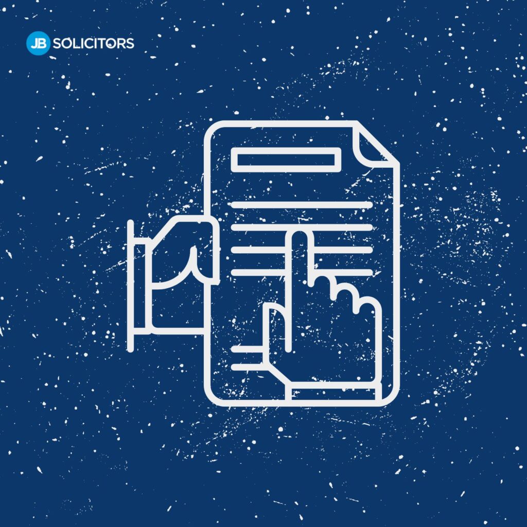Hand pointing at document illustration