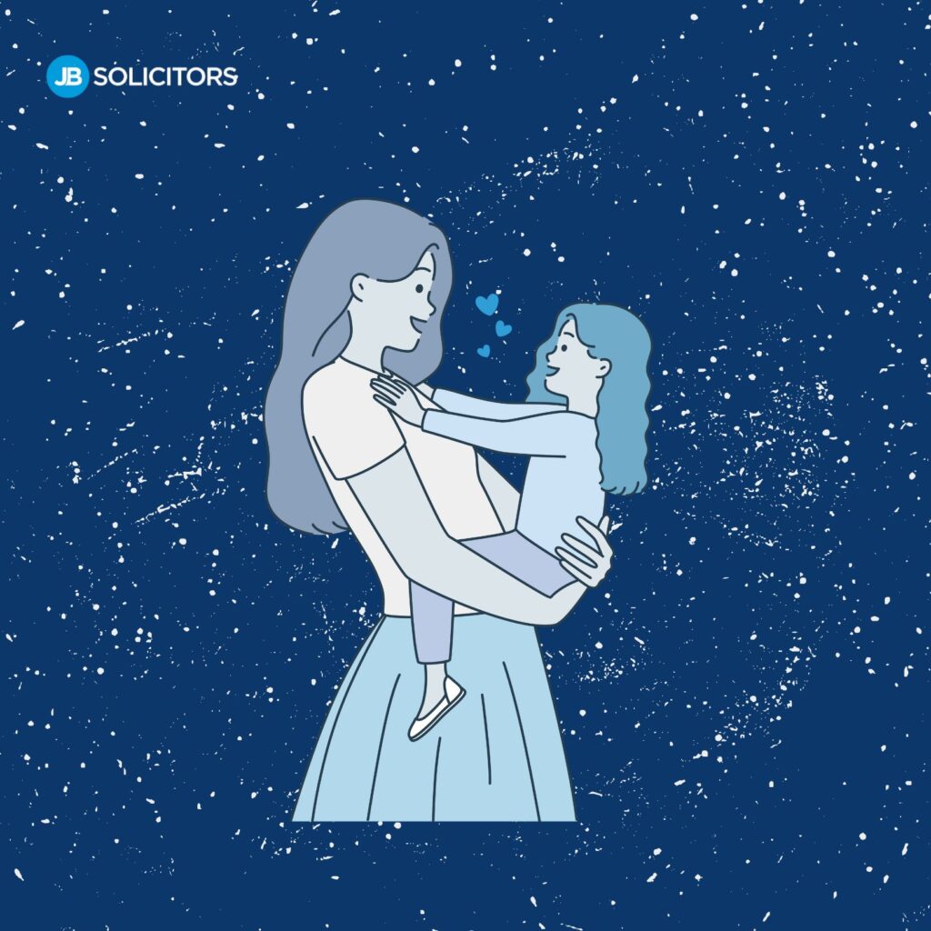 Mother and child in loving embrace.