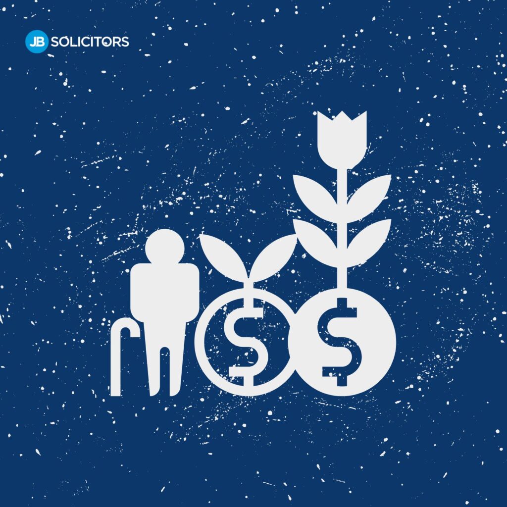 Elderly person with financial growth symbols